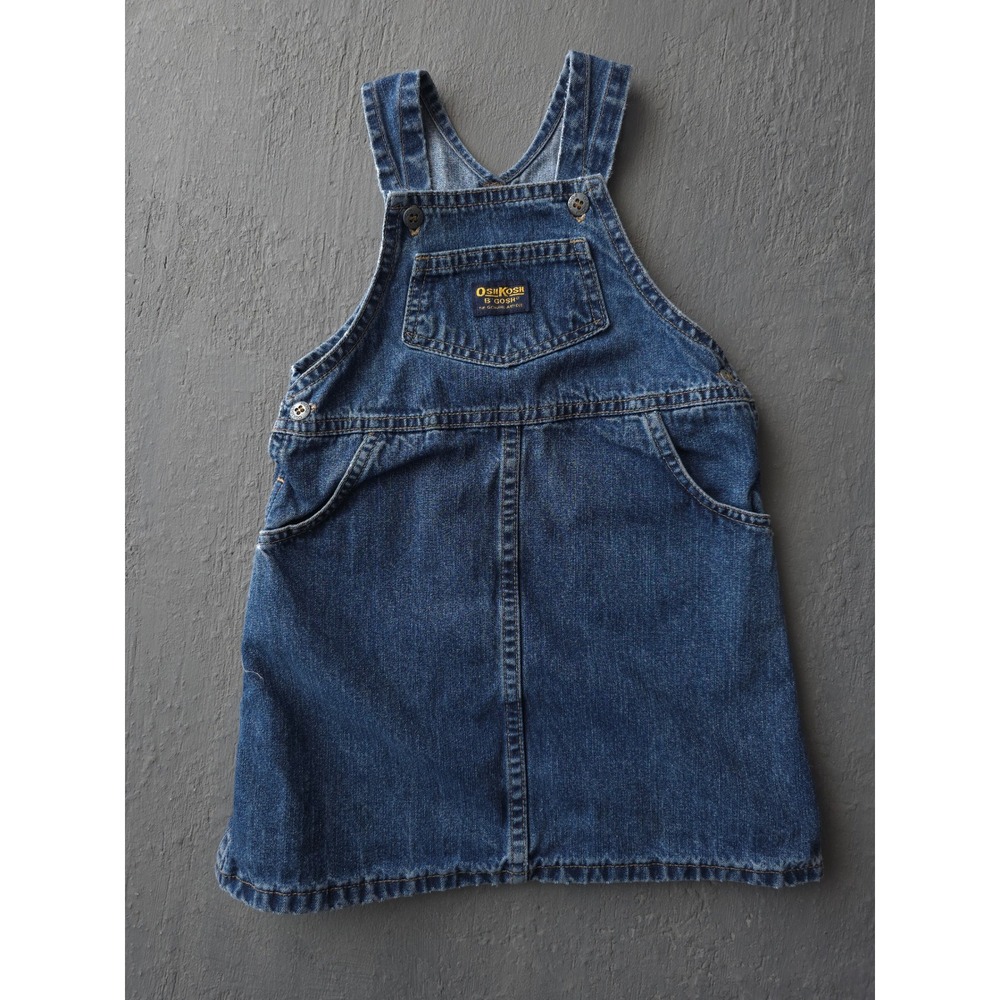 Vintage 90s OshKosh B'gosh Blue Denim Overall Dress 3X Vestbak